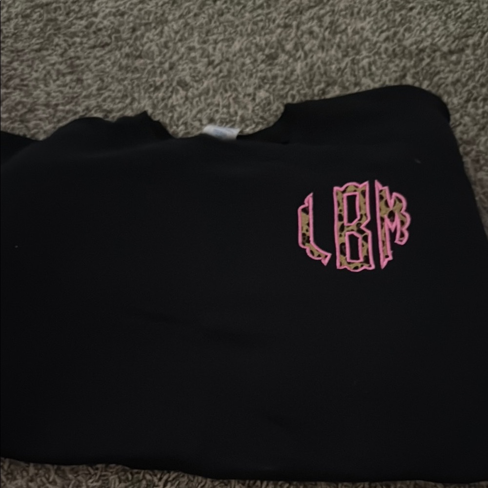 Black Sweatshirt with Pink Monogram